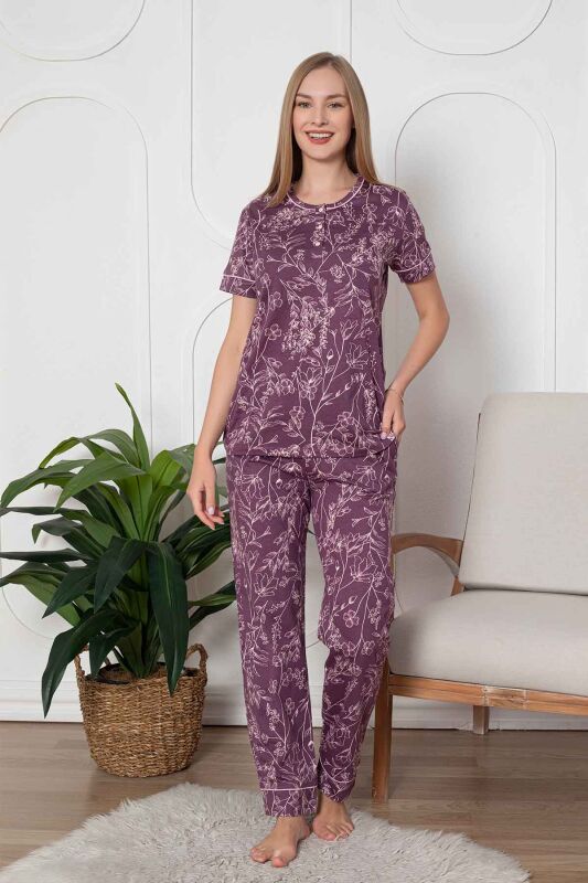 Çiçek Desenli Penye Bayan Pijama Takımı
