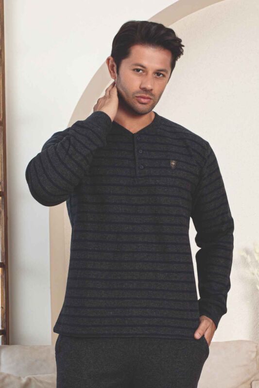 Erkek Eşofman Pijama Takımı - Lacivert Kışlık Şardonlu Selanik Kumaş