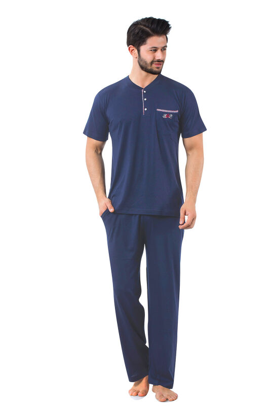 Erkek Pijama Takımı - İndigo Arma Nakışlı Likralı Kısa Kollu Penye 1194KY - 2 Erkek Pijama Takımı - İndigo Arma Nakışlı Likralı Kısa Kollu Penye 1194KY - 1 Erkek Pijama Takımı - İndigo Arma Nakışlı Likralı Kısa Kollu Penye 1194KY - 