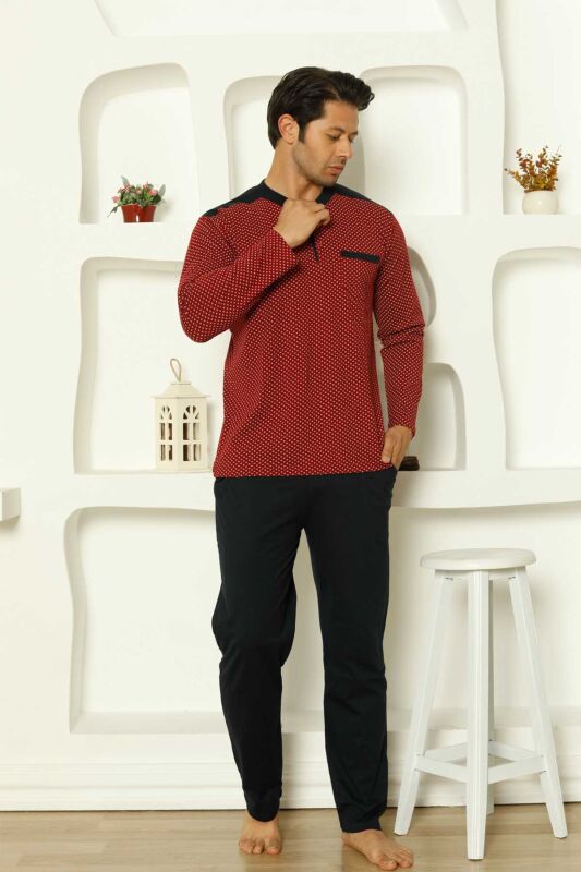 Bordo Uzun Kollu Erkek Pijama Takımı 