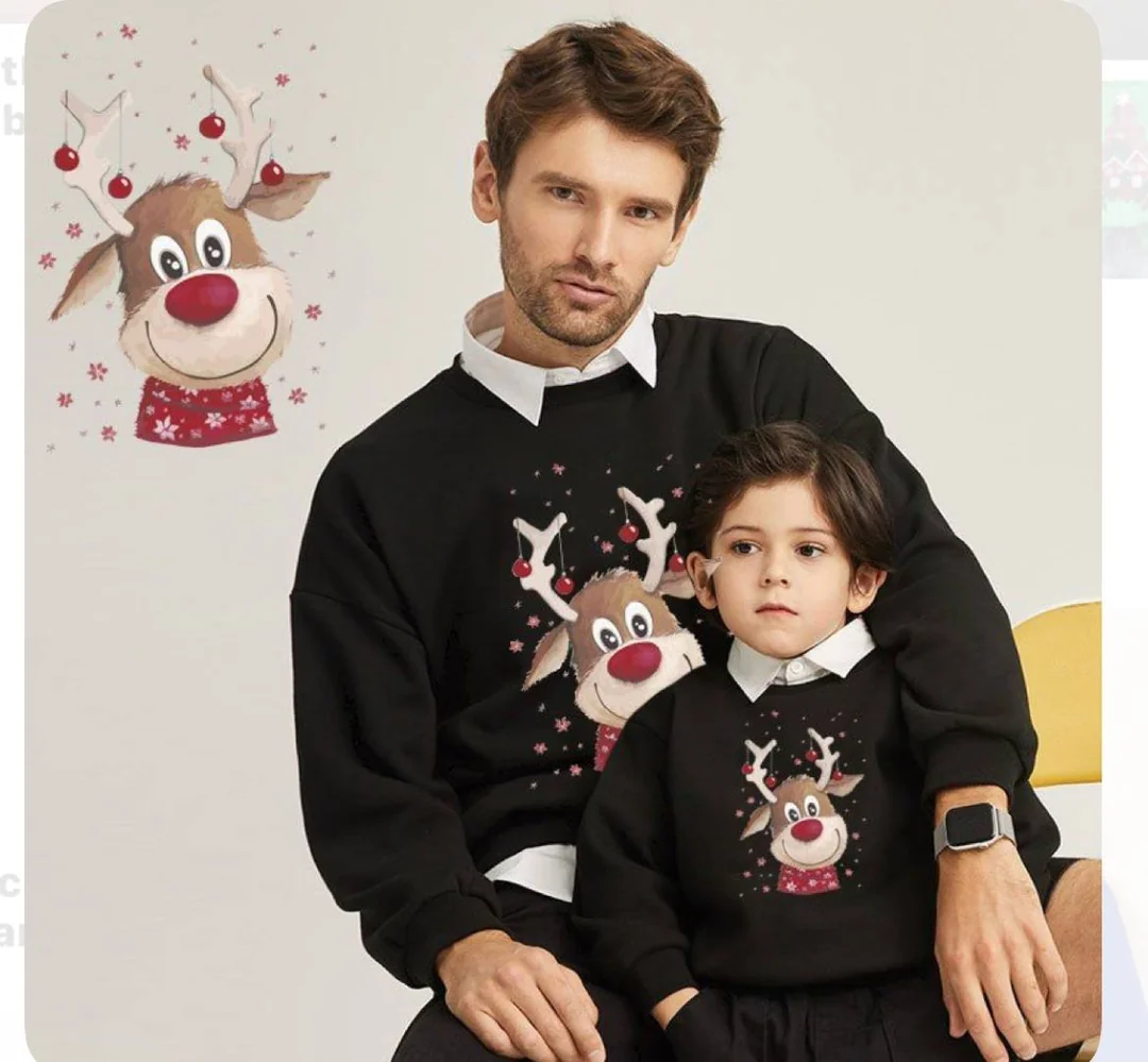 KIŞLIK ŞARDONLU ÇOCUK SWEATSHIRT SİYAH GEYİKLİ