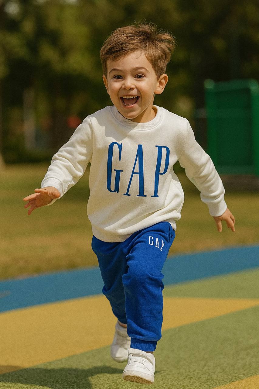 KIŞLIK ŞARDONLU ÇOCUK TAKIMI MAVİ BEYAZ GAP