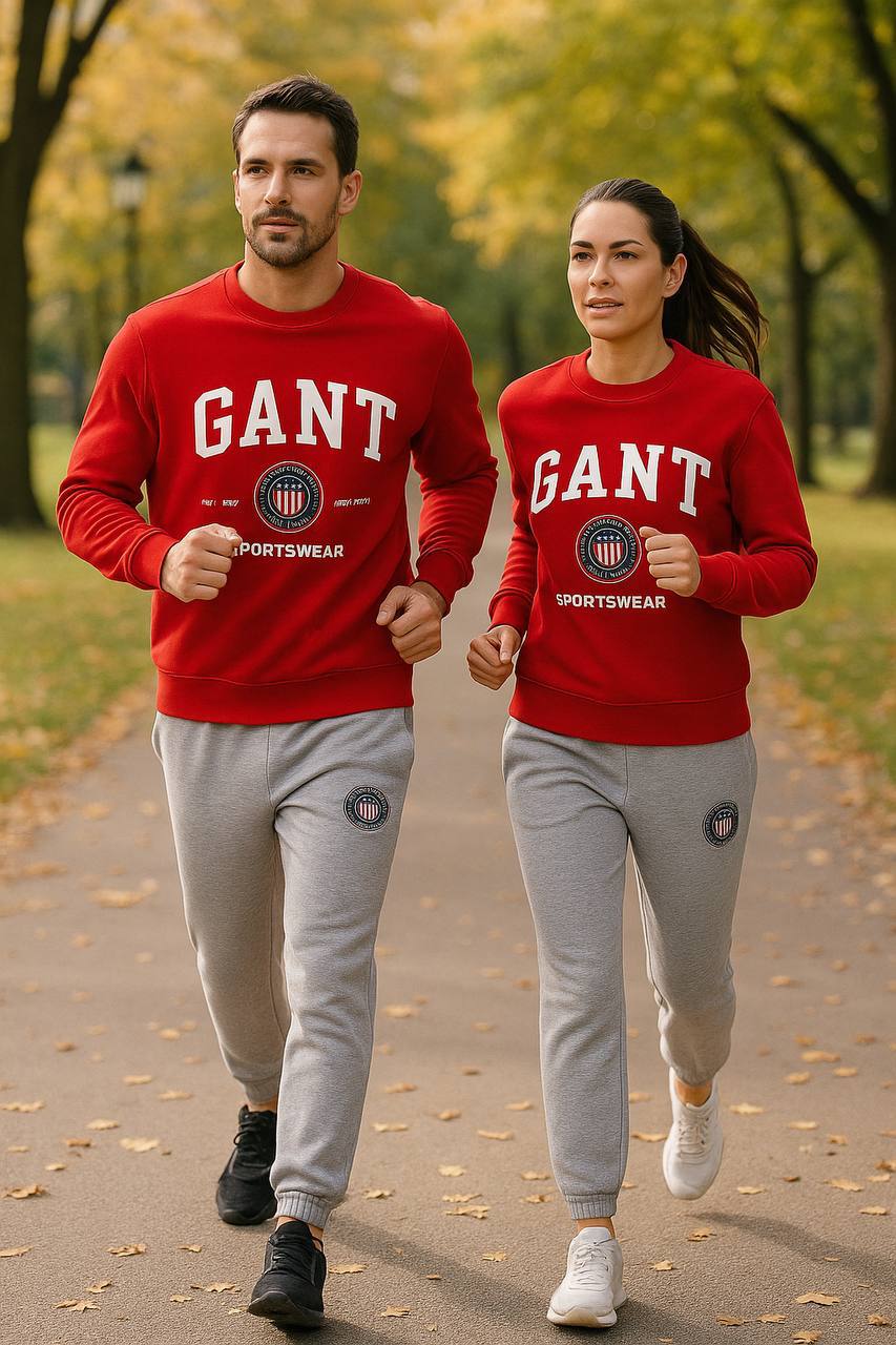 GANT KIŞLIK YETİŞKİN TAKIM GRİ KIRMIZI